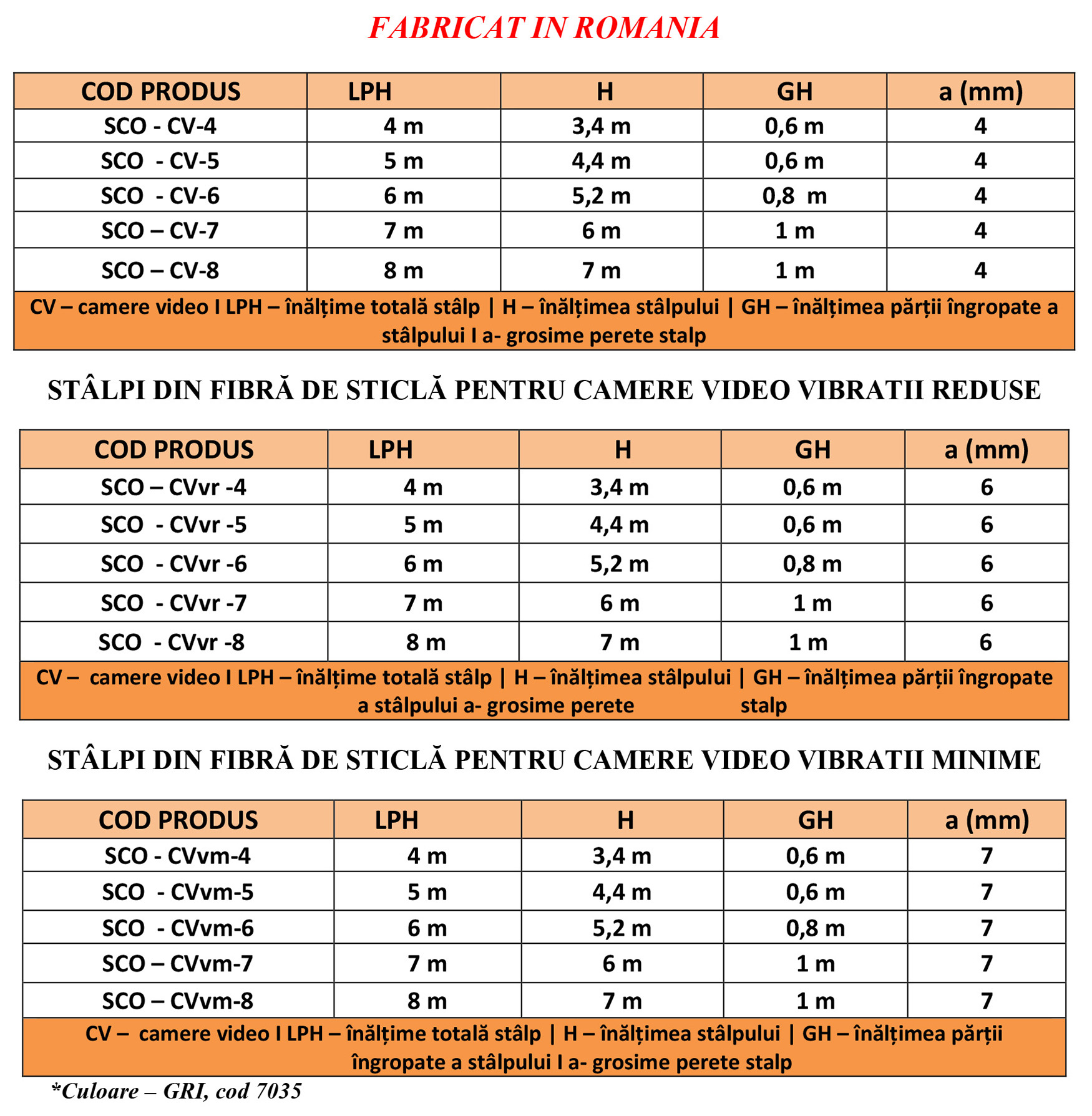 Caracteristici stalpi camere video